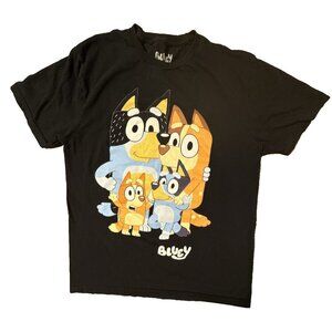 Bluey Bingo Bandit Chili Black Graphic Medium T shirt 100% Cotton